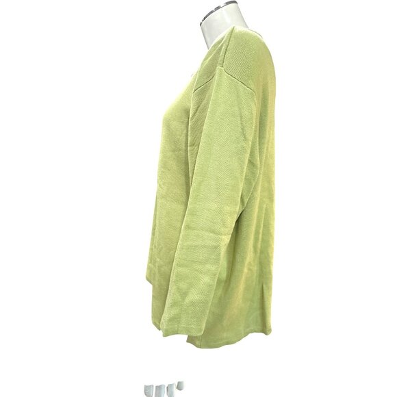 Clio II 2X Green Silk Cotton Keyhole Sweater Quiet Luxury Old Money Chic Classic - Picture 3 of 10